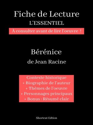 cover image of Fiche de lecture "L'ESSENTIEL"--Bérénice de Jean Racine